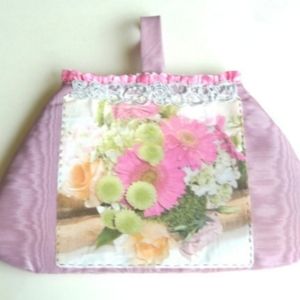 Silk Lace Floral Applique Romantic Wedding Bride Handle Clutch Hand Made OOAK